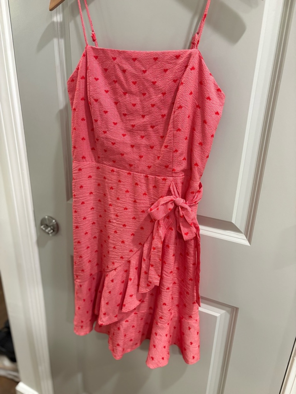 Altar'd State Red Hearts Gingham Mini Dress Coquette Soft Girl Women’s L - Picture 6 of 13